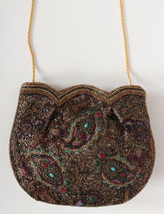 antique black beads bag