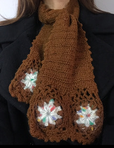 brown crochet muffler